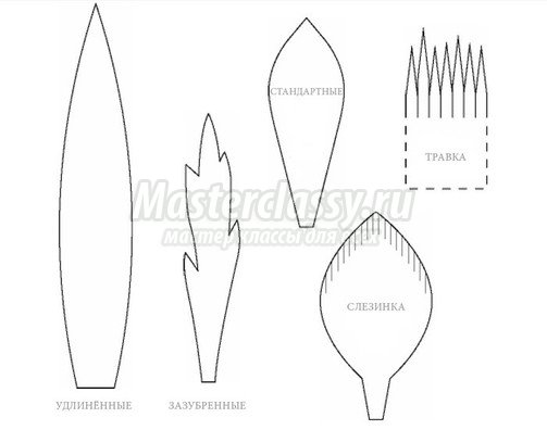 Листья цветов из бумаги схемы шаблоны